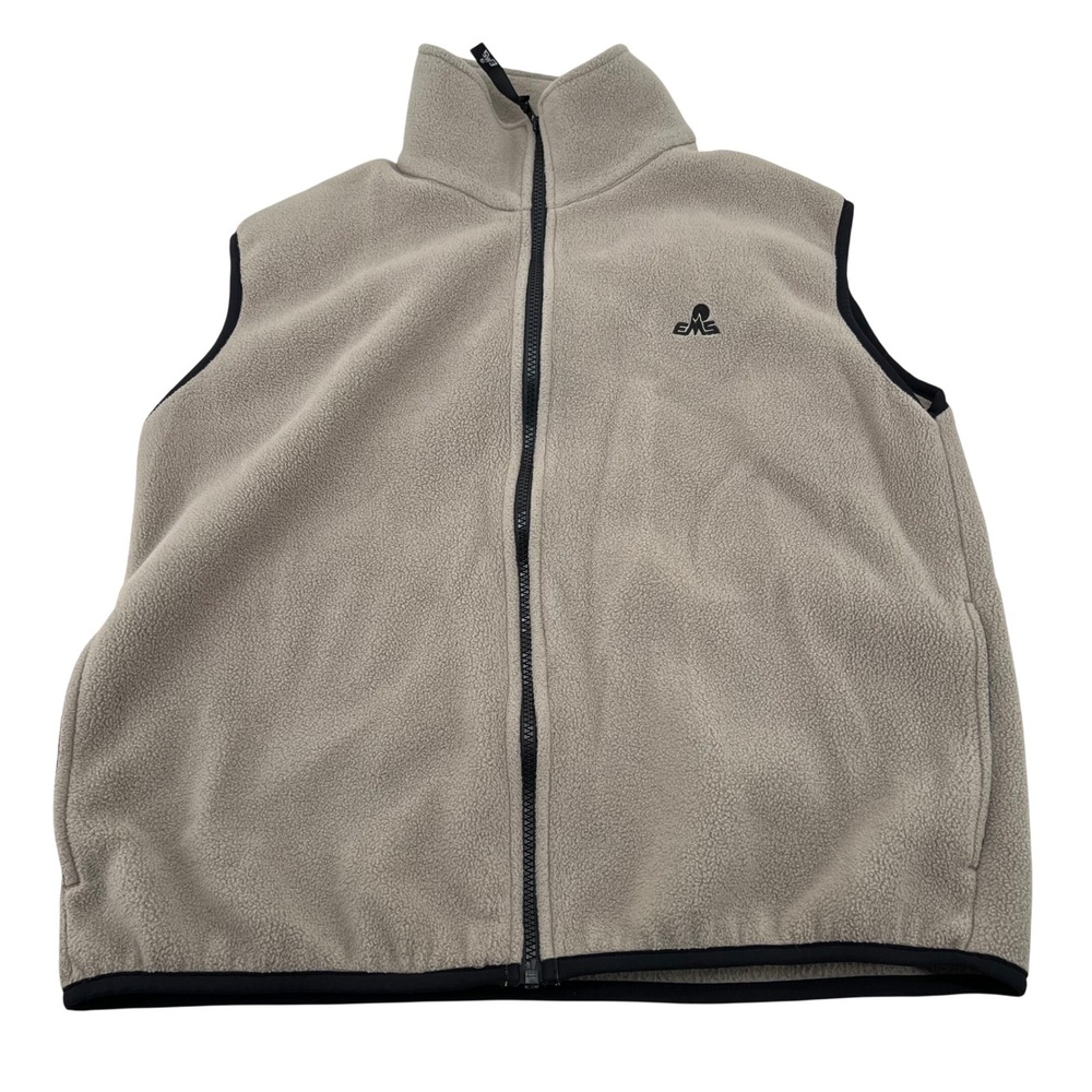 EMS Womens Fleece Vest Tan‎ Full Zip Stand Collar Outdoor Layering Size L